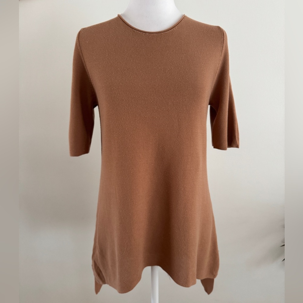 Eileen Fisher Sleek Tencel Links Pullover Short Sleeve Top small